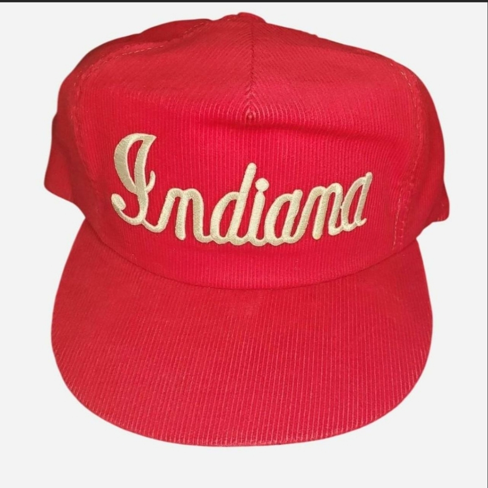 Vintage 80's Indiana Hoosiers Red Corduroy Snapback Cap